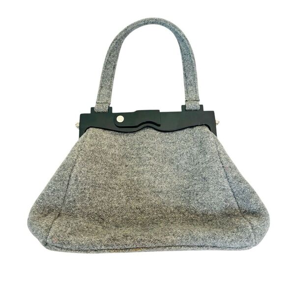 Timmy Woods Beverly Hills Art Deco Beaded Bag Floral Gray Flannel Cocktail Artsy - Picture 2 of 11